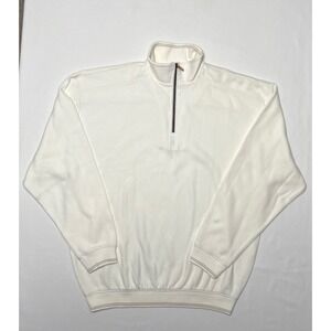 Tommy Bahama Sweater Men's S Edgy Aruba 1/4 Zip Cotton Coconut Cream NWT